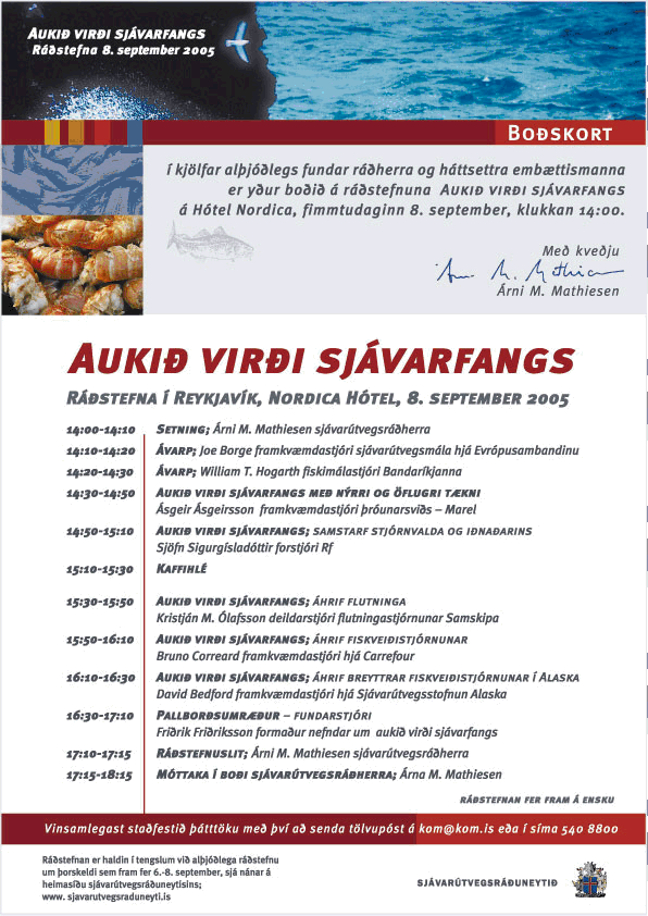 Dagskrá ráðstefnu 8 sept 2005